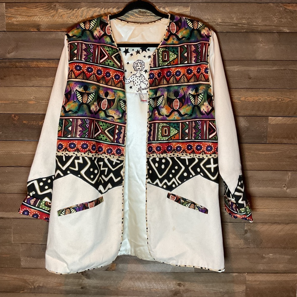 Vintage Marie Studer Designs African Safari Themed Blazer Women’s Large